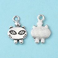 Tibetan Style Alloy Kitten Pendants, Lead Free, Cadmium Free and Nickel Free, Cat Head Shape, Antique Silver, 18.5mm long, 12.5mm wide, 2mm thick, hole: 3mm(X-EDD035Y-NF)