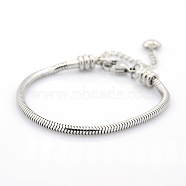 304 Stainless Steel European Style Round Snake Chains Bracelets, with Lobster Claw Clasp, Stainless Steel Color, 150x3mm(X-STAS-J015-02)