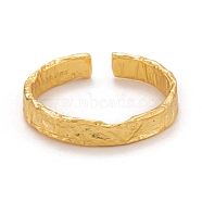 925 Sterling Silver Cuff Rings, Open Rings, Textured, Real 18K Gold Plated, US Size 6(16.5mm)(RJEW-H132-04G)