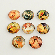 Sexy Woman Pattern Glass Flatback Cabochons,, Half Round/Dome, Mixed Color, 25x6mm(GGLA-R026-25mm-17)