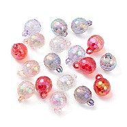 Acrylic Pendants, Iridescent, AB Color Plated, Ball, Mixed Color, 21.5x15.5~16mm(MACR-D059-04)