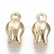 Brass Charms, Nickel Free, Flower, Real 18K Gold Plated, 7.5x4x2.5mm, Hole: 1mm(KK-S348-459-NF)