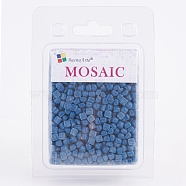 Glass Mosaic Tiles Cabochons, for Crafts Art, Imitation Jade, Square, Blue, 4.8x4.8x3.5mm, about 200g/box(GLAA-G072-04C)
