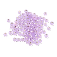 Frosted Silver Lined Glass Seed Beads, Round Hole, Round, Plum, 3x2mm, Hole: 1mm, 787pcs/bag(GLAA-Q096-02A)