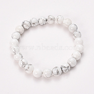 Natural Howlite Beaded Stretch Bracelets, Round, 2-1/8 inch(55mm), Bead: 8~9mm(BJEW-Q692-42-8mm)