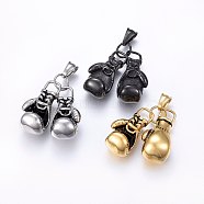 304 Stainless Steel Pendants, Boxing Gloves, Mixed Color, 40x17~35x15mm, Hole: 9x5mm(STAS-O103-02)