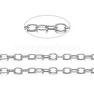 Brass Cable Chains, Soldered, with Spool, Oval, Cadmium Free & Lead Free, Long-Lasting Plated, Platinum, 2x1.5x0.35mm, about 301.83 Feet(92m)/roll(CHC-034Y-P)