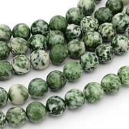 Gemstone Beads Strands, Green Spot Jasper, Round, about 10mm in diameter, hole: 1mm, about 39pcs/strand, 15.5 inch(GSR10mmC006)