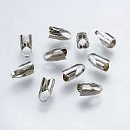 925 Sterling Silver Cord Ends, Platinum, 8x4mm, Hole: 3x4mm, Inner Diameter: 3.5x4mm(X-STER-K037-061A)