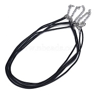Waxed Cotton Cord Necklace Making, with Alloy Lobster Claw Clasps and Iron End Chains, Platinum, Black, 17.3 inch(MAK-S032-2mm-101)