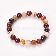 Natural Mookaite Beaded Stretch Bracelets, Round, 2-1/8 inch(55mm), Bead: 8~9mm(BJEW-Q692-52-8mm)