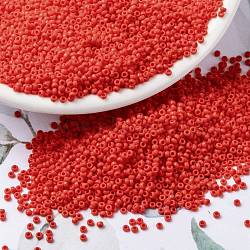 MIYUKI Round Rocailles Beads, Japanese Seed Beads, 15/0, (RR407) Opaque Vermillion Red, 15/0, 1.5mm, Hole: 0.7mm, about 5555pcs/10g(X-SEED-G009-RR0407)