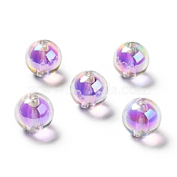 Two Tone UV Plating Rainbow Iridescent Acrylic Beads, Round, Medium Purple, 15~15.5x15.5~16mm, Hole: 3~3.1mm(TACR-D010-03A-07)