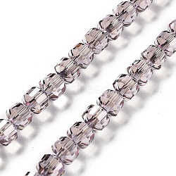 Electroplate Rondelle Glass Beads Strands, Pear Lurster Plated, Faceted, Medium Purple, 7.5x7mm, Hole: 1.5mm, about 70pcs/strand, 19.69''(50cm).(EGLA-A036-09A-PL03)