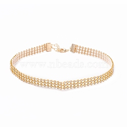 3 Row Crystal Rhinestone Choker Necklace, Rhinestone Necklace for Women, Golden, 13.19 inch(33.5cm)(NJEW-F289-04B-G)