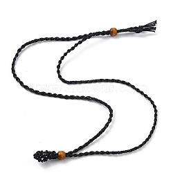 Necklace Makings, with Wax Cord and Wood Beads, Black, 30-1/4 inch(77~80cm)(FIND-P030-C02-04)