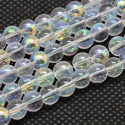 Imitate Austrian Crystal Electroplate Glass Round Bead Strands, Half AB Color Plated, Grade AA, AB Color Plated, 4mm, Hole: 1mm, about 104pcs/strand,15.7 inch(X-GLAA-F030-4mm-B01)