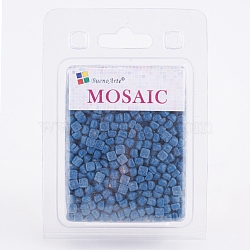 Glass Mosaic Tiles Cabochons, for Crafts Art, Imitation Jade, Square, Blue, 4.8x4.8x3.5mm, about 200g/box(GLAA-G072-04C)