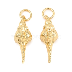 Brass Pendants, Cadmium Free & Lead Free, Long-Lasting Plated, Rack Plating, Shell Shape Charms, Real 18K Gold Plated, 21x7x8.5mm, Hole: 3.5mm(KK-P353-06G)