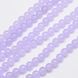 Natural & Dyed Malaysia Jade Bead Strands, Round, Lilac, 6mm, Hole: 0.8mm, about 64pcs/strand, 15 inch(X-G-A146-6mm-A18)
