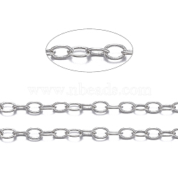 Brass Cable Chains, Soldered, with Spool, Oval, Cadmium Free & Lead Free, Long-Lasting Plated, Platinum, 2x1.5x0.35mm, about 301.83 Feet(92m)/roll(CHC-034Y-P)