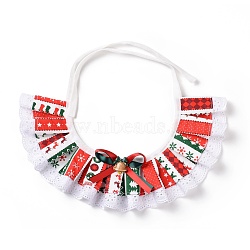 Cloth Pet's Christmas Lace Bandanas, Xmas Dog Cat Collar Bibs, with Resin Bells, Colorful, 865~880x11.5~11.7mm(AJEW-D051-06A)