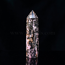 Natural Rhodonite Pointed Prism Bar Home Display Decoration, Healing Stone Wands, for Reiki Chakra Meditation Therapy Decos, Faceted Bullet, 40~50mm(G-PW0007-101D)