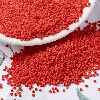 MIYUKI Round Rocailles Beads, Japanese Seed Beads, 15/0, (RR407) Opaque Vermillion Red, 15/0, 1.5mm, Hole: 0.7mm, about 5555pcs/10g