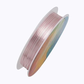 Round Copper Jewelry Wire, Pink, 28 Gauge, 0.3mm, about 65.61 Feet(20m)/roll