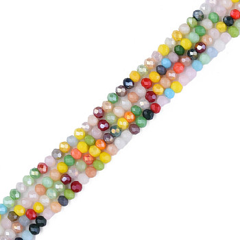 Glass Beads Strands, Faceted, Rondelle, Yellow, 3.5x3mm, Hole: 0.9mm, about 130Pcs/strand, 14.37 inch(36.5cm)