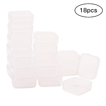Transparent Plastic Bead Containers, Rectangle, Clear, 4.2x3.8x1.8cm, 18pcs/set