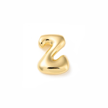 Brass Pendants, Real 18K Gold Plated, Letter Z, 23x17x7mm, Hole: 3x3mm