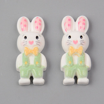 Opaque Resin Cabochons, Rabbit Shape, Pale Green, 27x11x6mm