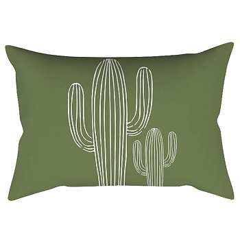 Green Series Nordic Style Geometry Abstract Polyester Throw Pillow Covers, Cushion Cover, for Couch Sofa Bed, Rectangle, Cactus, 300x500mm