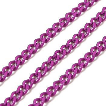 Spray Painted 304 Stainless Steel Curb Chains, with Spool, Unwelded, Medium Purple, 3x2x0.6mm