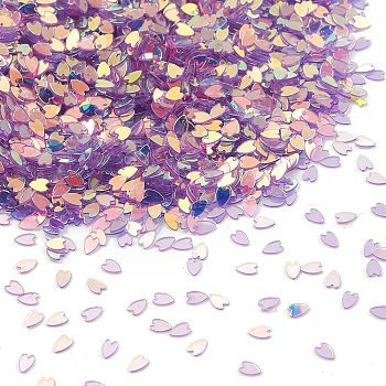 Plastic Sequins Beads, Sewing Craft Decorations, Heart, Purple, 3x2x0.2mm