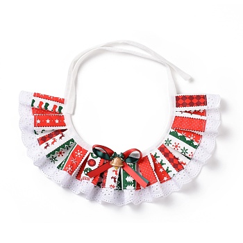 Cloth Pet's Christmas Lace Bandanas, Xmas Dog Cat Collar Bibs, with Resin Bells, Colorful, 865~880x11.5~11.7mm