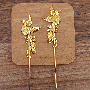 Phenix Alloy Hair Sticks, Long-Lasting Plated, Hair Accessories for Woman, Golden, 153x33mm