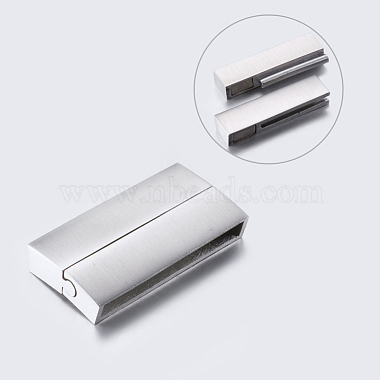 304 Stainless Steel Magnetic Clasps with Glue-in Ends(STAS-P181-46P)-2