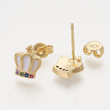 Brass Cubic Zirconia Stud Earrings(EJEW-S201-170D)-2