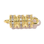 Brass Clear Cubic Zirconia Connector Charms, Column Links, Ion Plating(IP), Mirror Polished Finish, Real 18K Gold Plated, 13x5mm, Hole: 1.8mm(KK-OY001-02G)