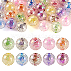 30Pcs 10 Colors Transparent Crackle Acrylic Beads, AB Color, Inside Color, Round, Mixed Color, 20mm, Hole: 2.5mm, about 3pcs/color(MACR-TA0001-37)