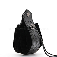 PU Leather Waist Belt Pouch, Retro Medieval Viking Style Waist Coin Bag with Drawstring for Men, Black, 17.5x6.5x2.9cm(AJEW-WH0314-126A)