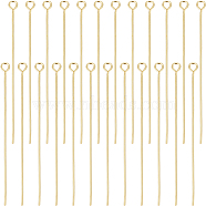 Brass Eye Pins, for Jewelry Making, Real 18K Gold Plated, 21 Gauge, 45x0.7mm, Hole: 1.8mm, about 100pcs(KK-BBC0012-23A)