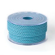 Braided Cowhide Cord, Leather Jewelry Cord, Jewelry DIY Making Material, Dark Turquoise, 3mm, about 10.93 yards(10m)/roll(WL-I003-3mm-C-18)