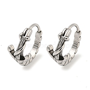 316 Surgical Stainless Steel Hoop Earrings, Antique Silver, Ring, 14x8.5mm(EJEW-D096-13G-AS)