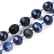 Natural Lapis Lazuli Beads Strands, Faceted, Lantern, with Seed Beads, 6x5mm, Hole: 0.6mm, about 55pcs/strand, 15.55 inch(39.5cm)(G-G182-B01-01)