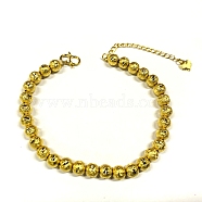SHEGRACE Brass Bracelets, with Textured Beads, Real 24K Gold Plated, 6-1/2 inch(16.5cm)(JB630A)