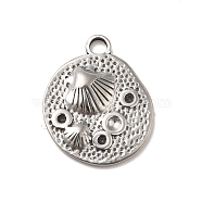 304 Stainless Steel Pendant Rhinestone Settings, Shell Shape, Stainless Steel Color, Fit for 1.2mm and 1.8mm Rhinestone, 20x16.5x2.5mm, Hole: 2.3mm(STAS-I694-32P)
