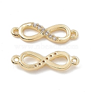 Brass Micro Pave Clear Cubic Zirconia Connector Charms, Infinity Links, Real 18K Gold Plated, 17x5x2mm, Hole: 0.8mm(KK-E068-VB388)